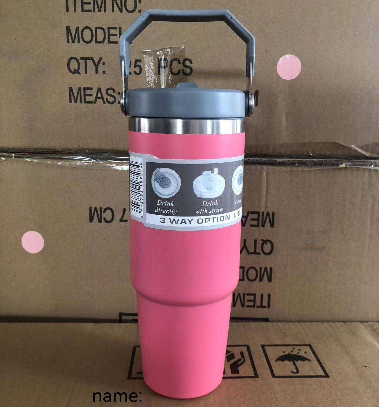 Portable Car Cup Stainless Steel Cup Travel Sports Water Bottle with Handle Cover Coffee Tumbler Cup