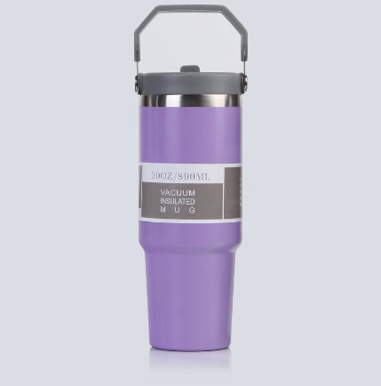 Portable Car Cup Stainless Steel Cup Travel Sports Water Bottle with Handle Cover Coffee Tumbler Cup