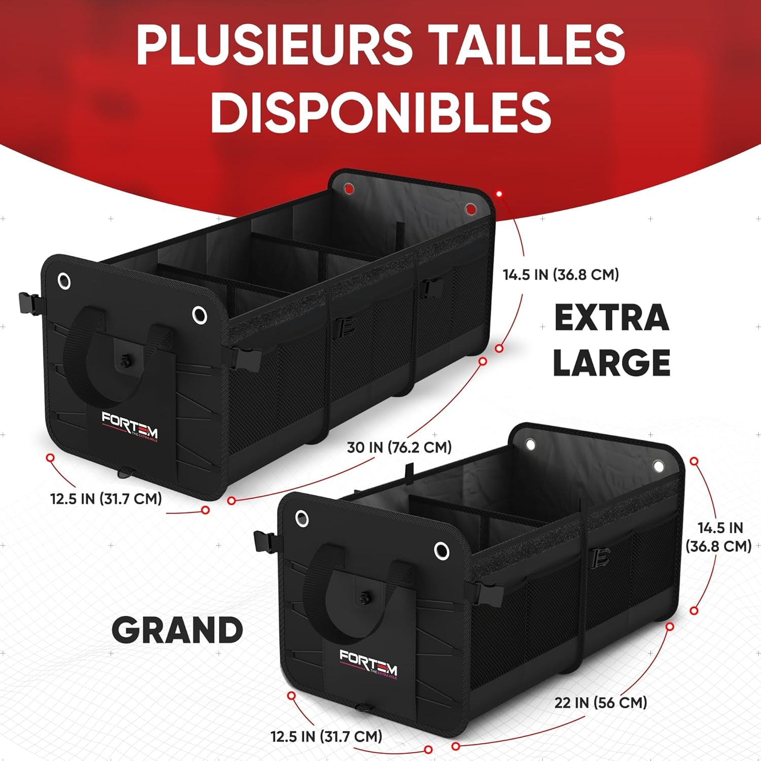 Rangement Coffre De Voiture, Organisateur De Coffre SUV, Organisateur Coffre Voiture, Organisateur Voiture Coffre Pliable, Fond Antidérapant, Sangle Fixation Réglable (Noir, Extra Large) - FREEZEME