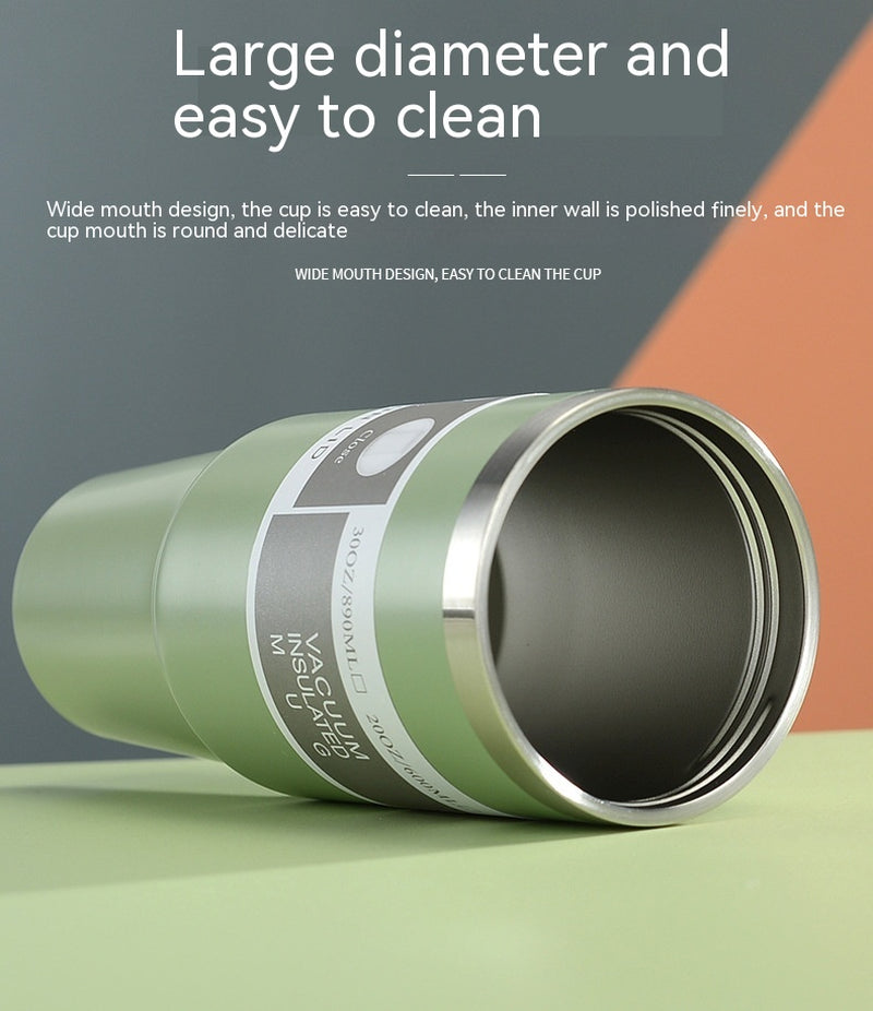 Portable Car Cup Stainless Steel Cup Travel Sports Water Bottle with Handle Cover Coffee Tumbler Cup