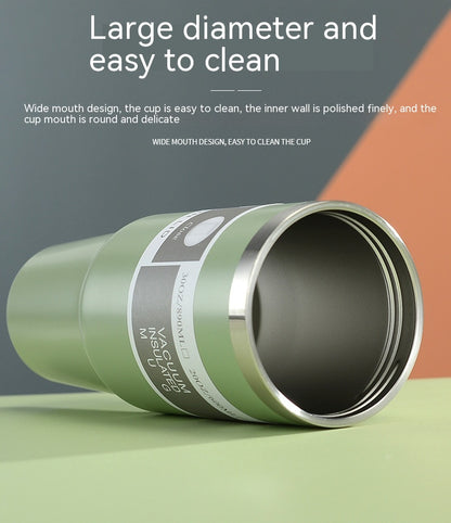 Portable Car Cup Stainless Steel Cup Travel Sports Water Bottle with Handle Cover Coffee Tumbler Cup