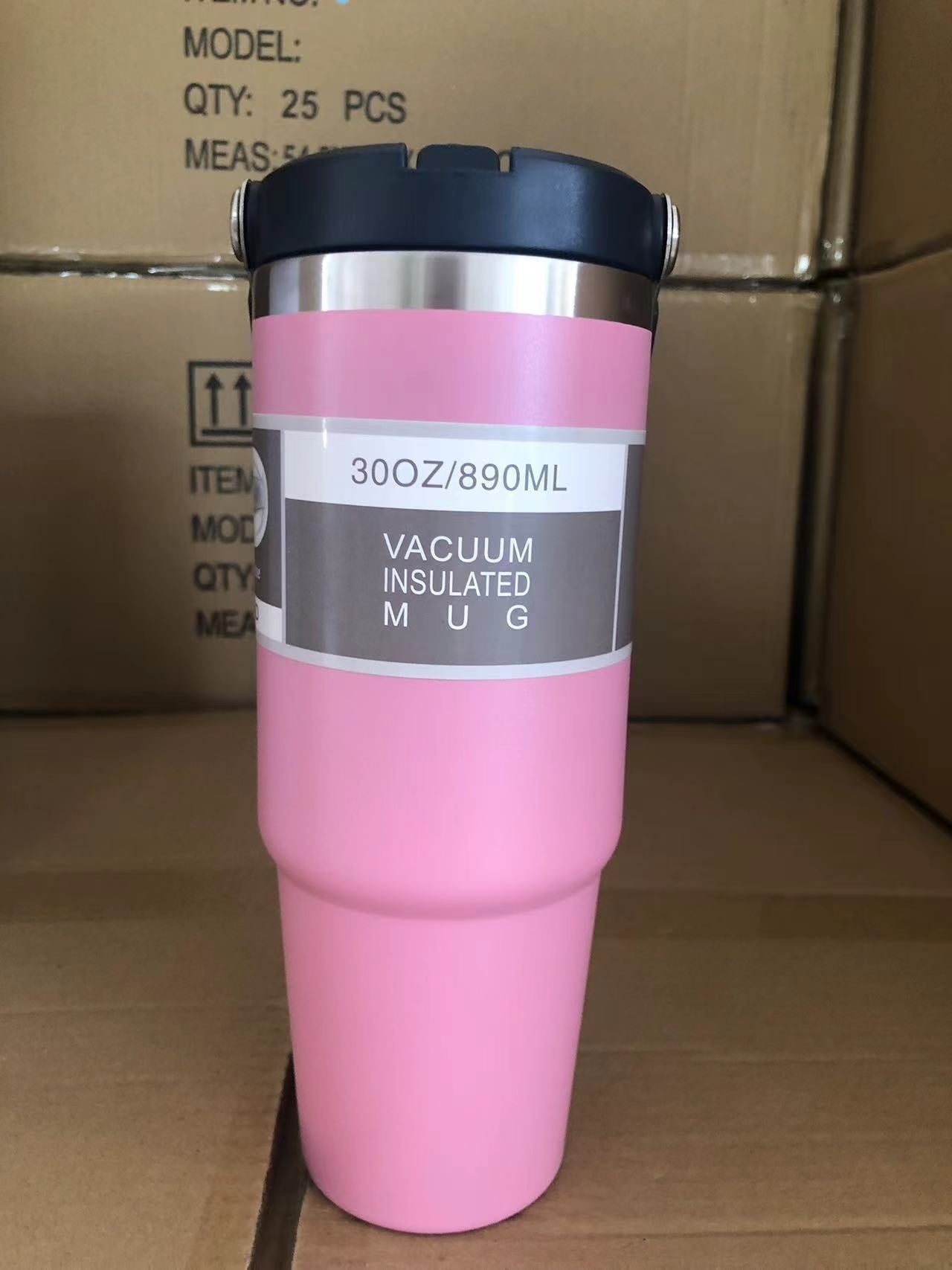 Portable Car Cup Stainless Steel Cup Travel Sports Water Bottle with Handle Cover Coffee Tumbler Cup