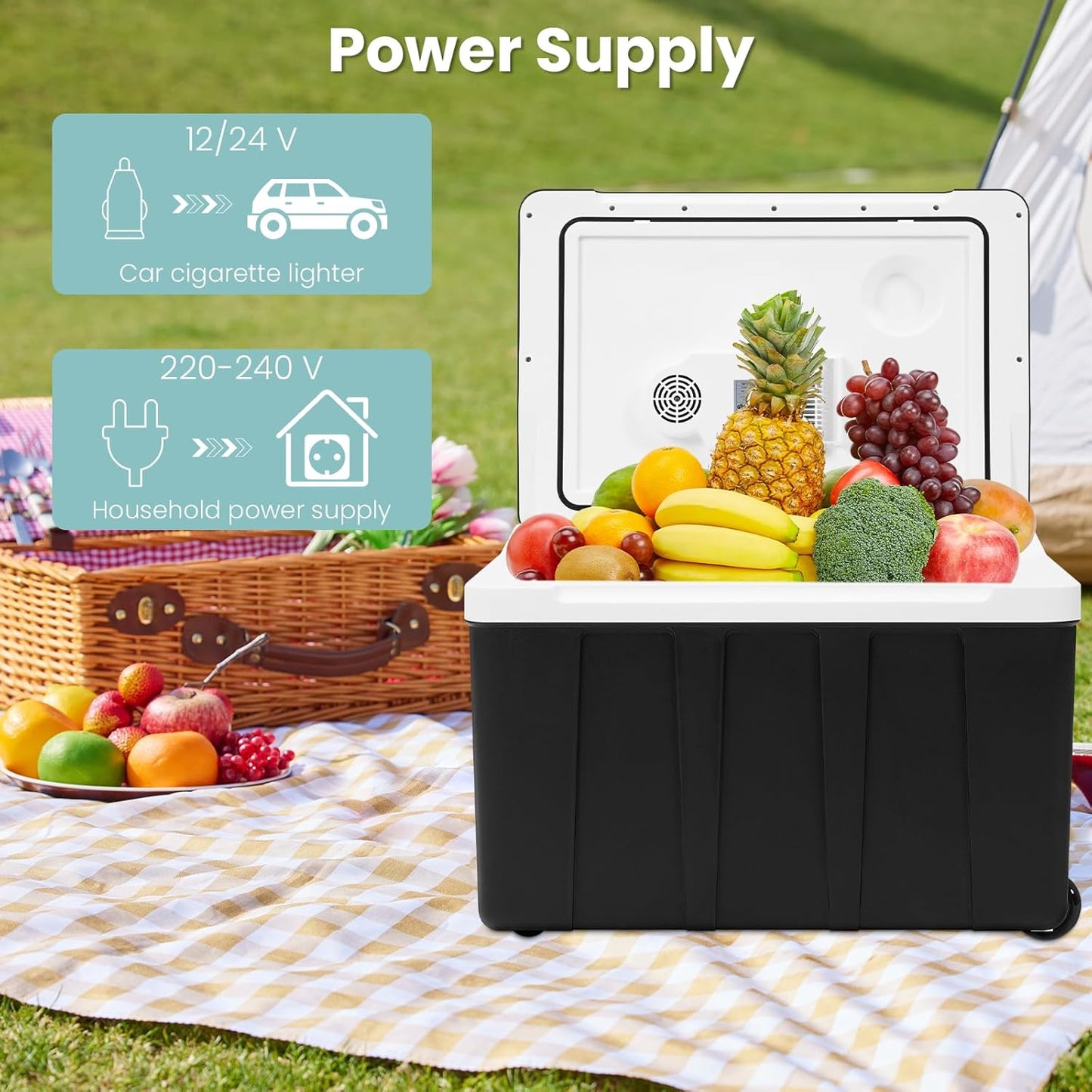 WOLTU Mini Réfrigérateur pour Voiture & Camping, Glacière à Roulettes, Chaud-Froid 50L - FREEZEME