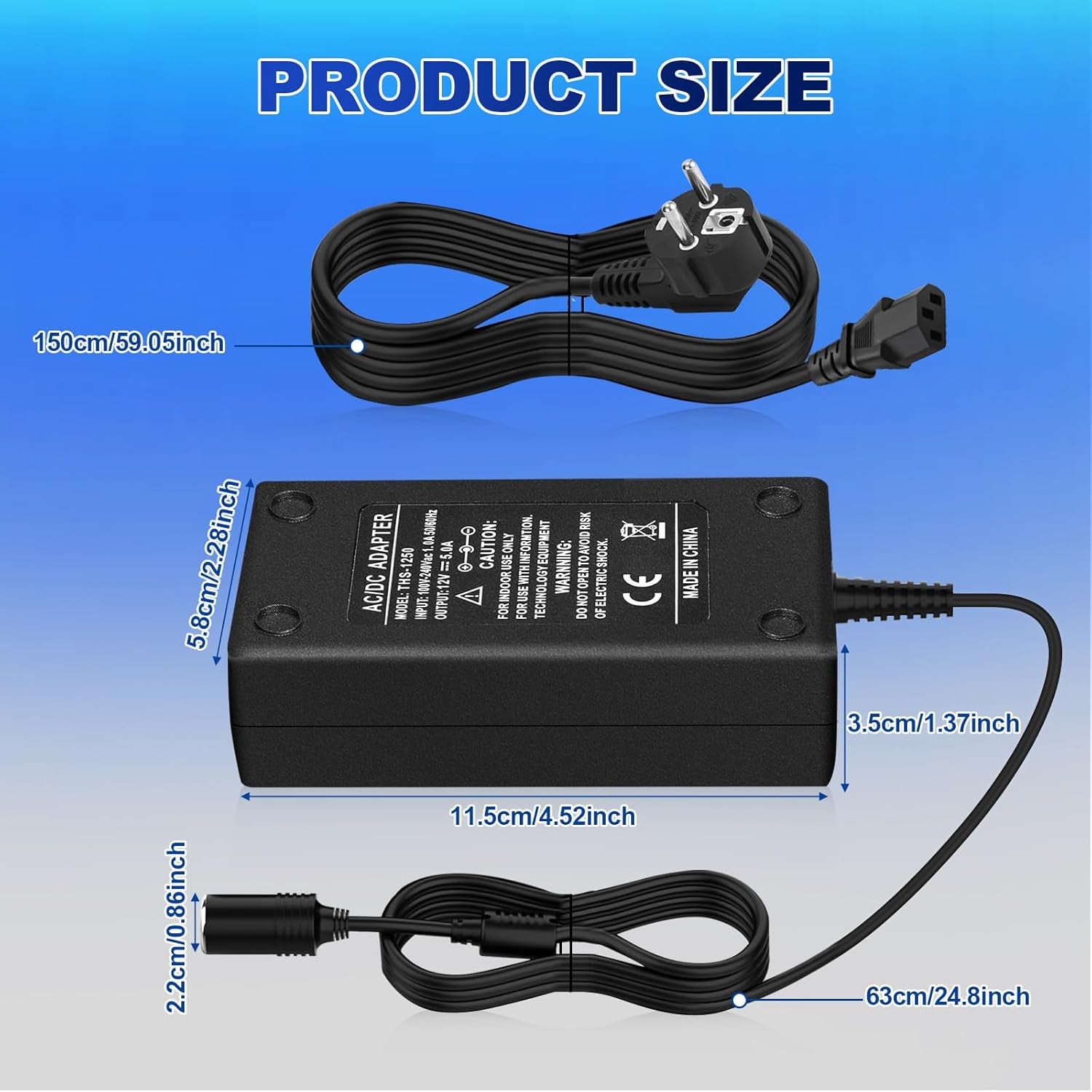Adaptateur Allume Cigare Secteur, Transformateur 220V 12V Allume Cigare, 60W 5A Adaptateur Prise Allume Cigare Secteur, Pour Gonfleur Pneu Aspirateur Réfrigérateur - FREEZEME