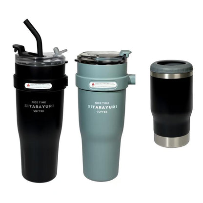 3-Pack Insulated Stainless Steel Water Bottles - Two 40 Oz Tumblers & One Cooler with Lids & Straws - Non-Bpa Free & Portable Travel Set