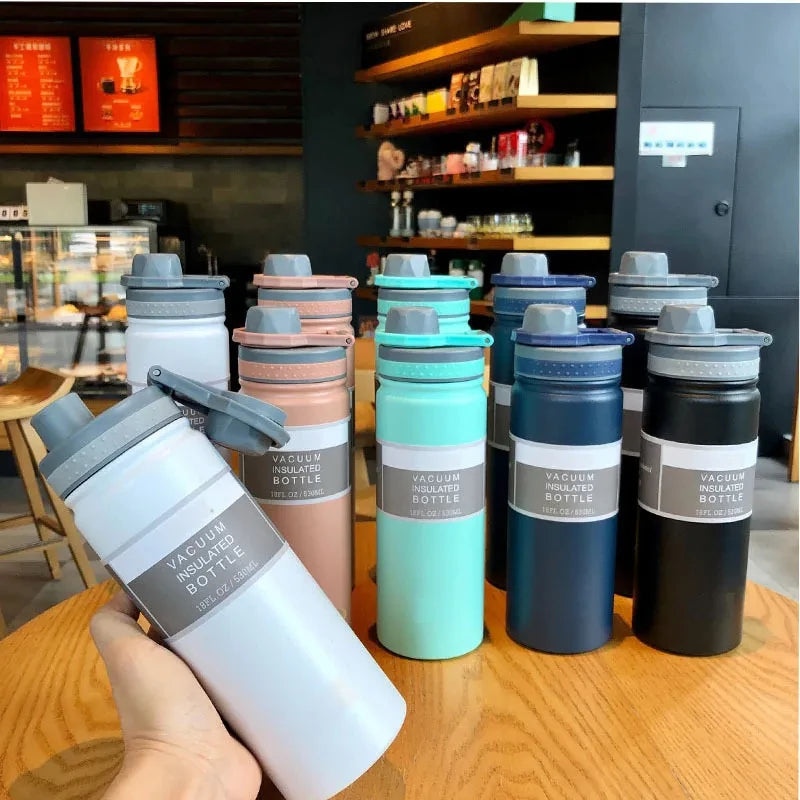 530ML  Thermal Water Bottle Stainless Steel Coffee Thermal Mug Vacuum Flask Insulated Sport Travel Thermos Cup Kettle