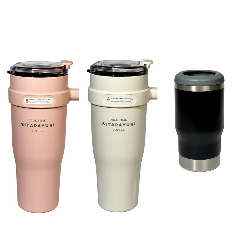 3-Pack Insulated Stainless Steel Water Bottles - Two 40 Oz Tumblers & One Cooler with Lids & Straws - Non-Bpa Free & Portable Travel Set
