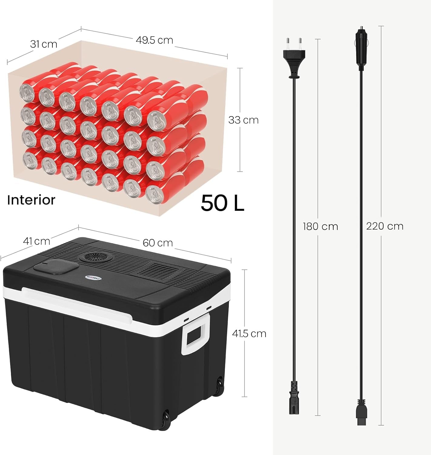 WOLTU Mini Réfrigérateur pour Voiture & Camping, Glacière à Roulettes, Chaud-Froid 50L - FREEZEME