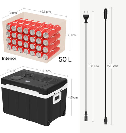 WOLTU Mini Réfrigérateur pour Voiture & Camping, Glacière à Roulettes, Chaud-Froid 50L - FREEZEME